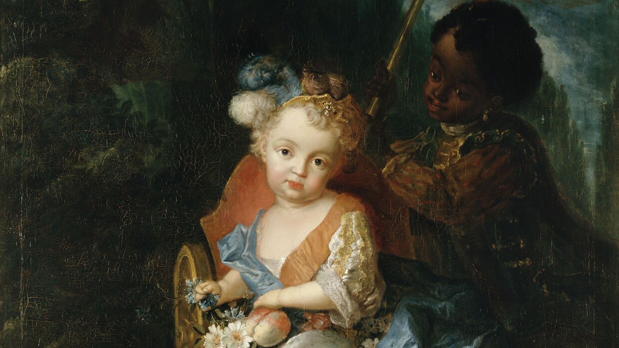Antoine Pesne, Friedrich Wilhelm Prinz von Preußen im Gartenwagen mit Schwarzem Diener