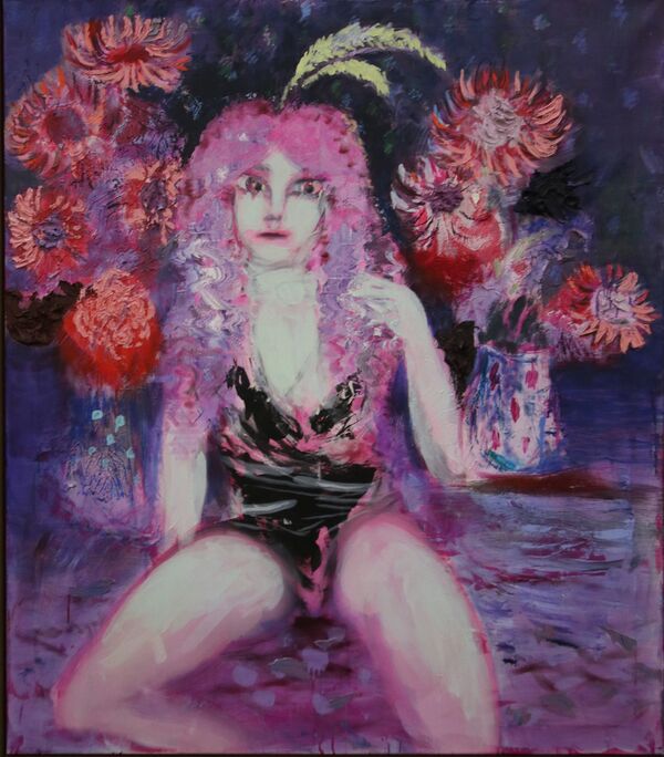 Ville Kylätasku, Transvestite, 2020, Öl auf Leinwand, 160 × 140 cm
