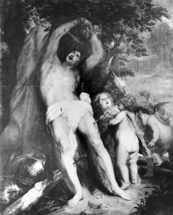 Thomas Willeboirts Bosschaert, Hl. Sebastian, vor 1645, Öl auf Leinwand, 200 x 163 cm, bereits in kurfürstlicher Zeit in den Sammlungen, Berliner Schloss, seit 1945