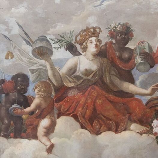 Jacques Vaillant (zugeschrieben): Deckengemälde der Porzellankammer im Schloss Caputh: Auf Wolken thronende Europa, 1690/1700