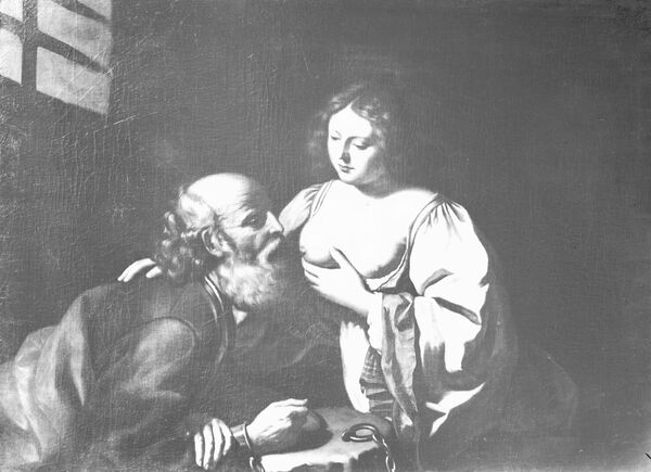 Giovanni Francesco Barbieri-Schule (Guercino), Cimon und Pero, Öl auf Leinwand, 116 x 165 cm, seit 1771 in der Bildergalerie von Sanssouci, seit 1945 Kriegsverlust