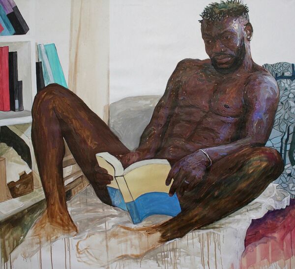 Amoako Boafo, Body Politics 1, 2016, Acryl auf Leinwand, 120 × 120 cm