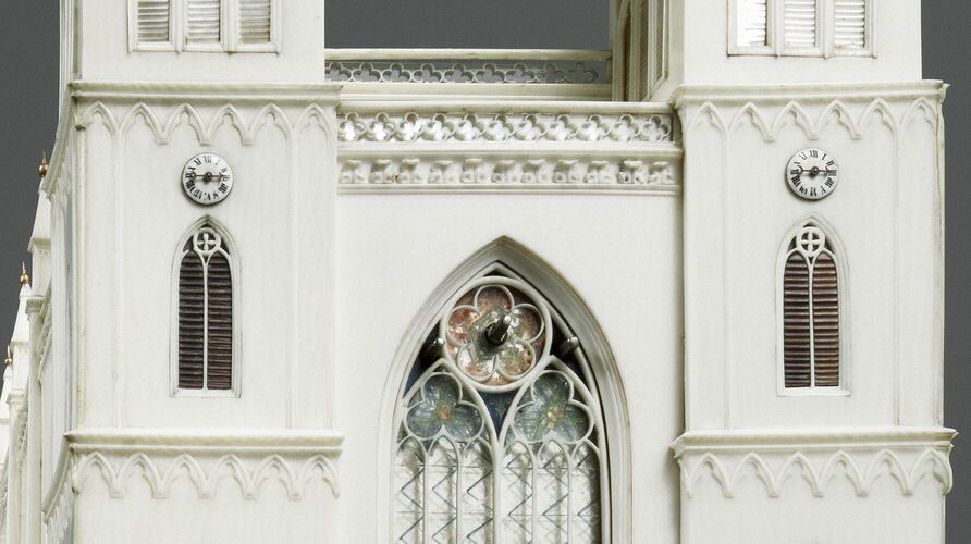 Detail des Modells der Friedrichswerderschen Kirche in Berlin, 1832, Elfenbein, Perlmutt