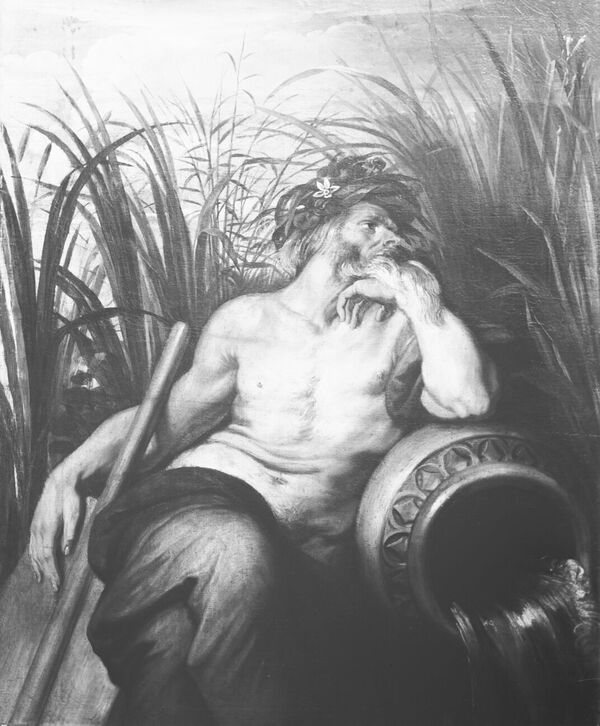 Jan van den Hoecke, Flussgott, Öl auf Leinwand, 142 x 125 cm, im 18. und 19. Jahrhundert im Berliner Schloss als Werk von Jacob Jordaens, seit 1816 und erneut seit 1909 in der Bildergalerie von Sanssouci, seit 1945 Kriegsverlust © SPSG