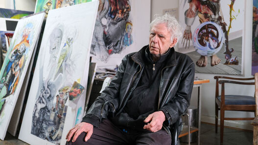 Wolfgang Petrick in seinem Atelier