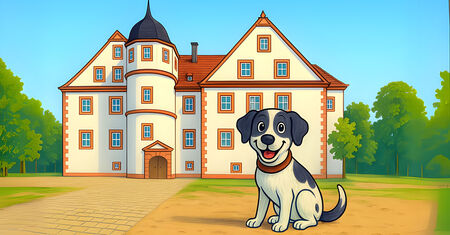 WhatsApp-Messenger-Tour: Jagdhündin Jule vor dem Schloss Königs Wusterhausen