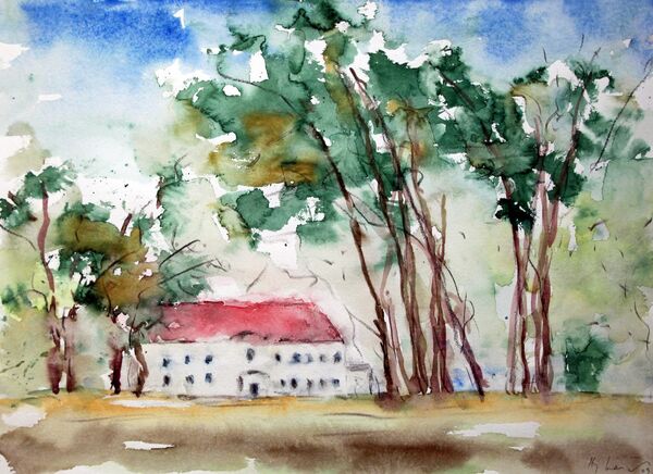 Schloss Sacrow, Aquarell von Hans-Jürgen Gaudeck