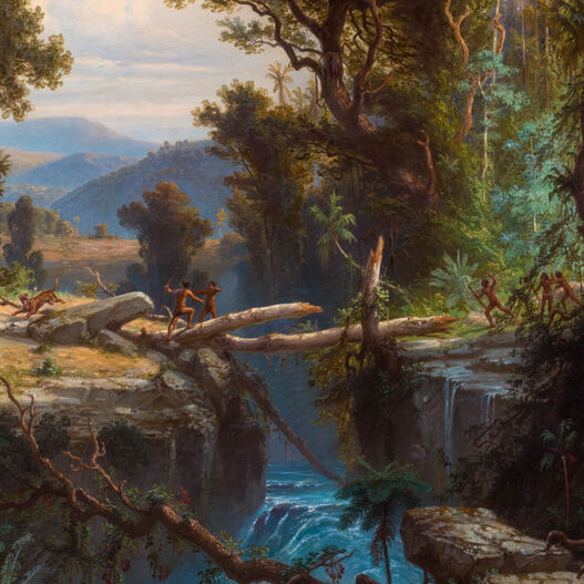 Ferdinand Bellermann: Südamerikanischer Urwald – Jagd auf den Jaguar, 1866, SPSG, GK I 799