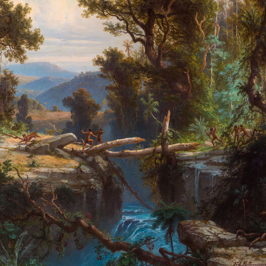 Ferdinand Bellermann: Südamerikanischer Urwald – Jagd auf den Jaguar, 1866, SPSG, GK I 799