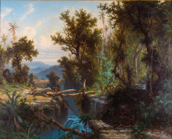 Ferdinand Bellermann: Südamerikanischer Urwald – Jagd auf den Jaguar, 1866, SPSG, GK I 799