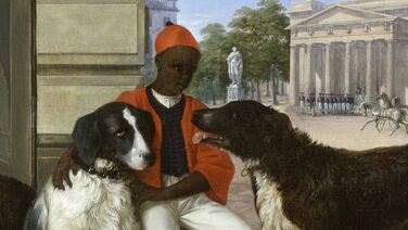 Black servant with the hounds of Prinz Carl of Prussia at Prinzessinnenpalais