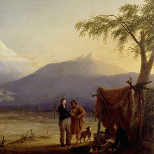 Friedrich Georg Weitsch: Alexander von Humboldt und Aimé Bonpland am Fuß des Chimborazo, 1806/07, Öl auf Leinwand, 161 x 226 cm