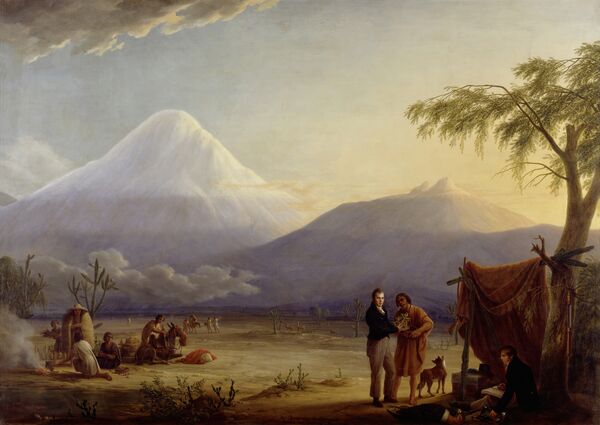 Friedrich Georg Weitsch: Alexander von Humboldt und Aimé Bonpland am Fuß des Chimborazo, 1806/07, Öl auf Leinwand, 161 x 226 cm