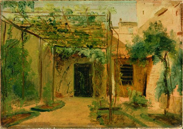 (4) Carl Blechen: Das Atelier des Bildhauers Rudolf Schadow, 1828/29, Öl auf Pappe, 21,5 x 30,5 cm