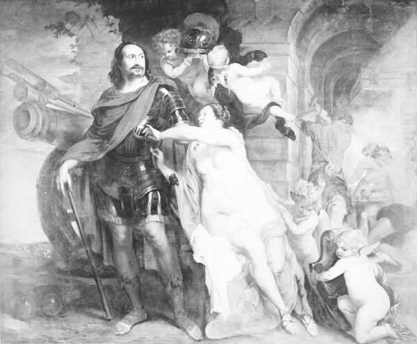 Thomas Willeboirts-Bosschaert, Venus bewaffnet Mars (Venus und Aeneas), Öl auf Leinwand, 226 x 272,5 cm, seit 1767 in der Bildergalerie von Sanssouci, seit 1945 Kriegsverlust