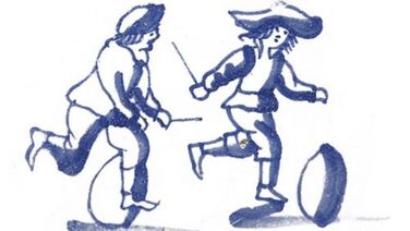 Murmeln, Kreiseln, Stelzenlaufen: Alte Kinderspiele auf den Fliesen im Schloss Caputh