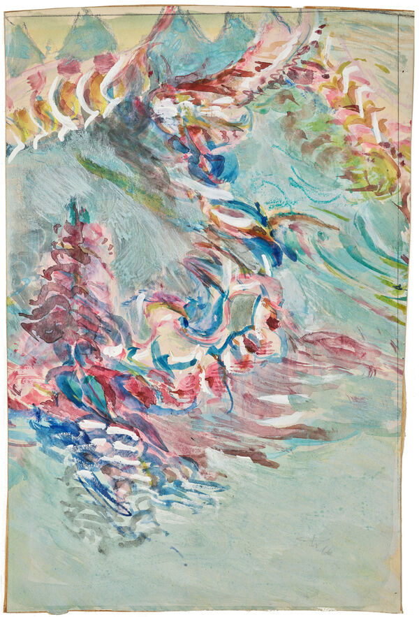 Hann Trier, study for the ceiling painting in the White Hall, New Wing, Charlottenburg Palace, 1966, Paper, watercolour, body colour, 35.5 x 23.3 cm
