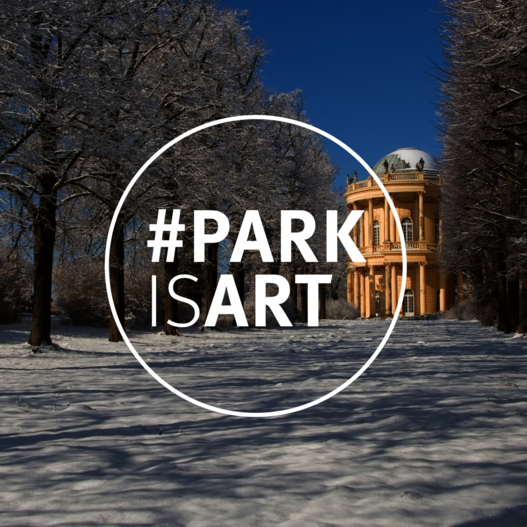 Belvedere auf dem Klausberg im Schnee, Blick von der Orangerie über die Lindenallee