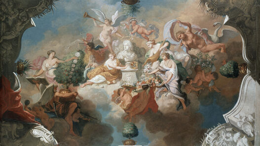 Samuel Theodor Gericke, Allegorie auf Friedrich I. als Fürst von Oranien (Deckenentwurf) © Stiftung Hohenzollernscher Kunstbesitz (SPSG) / Jörg P. Anders Samuel Theodor Gericke, Allegorie auf Friedrich I. als Fürst von Oranien (Deckenentwurf)