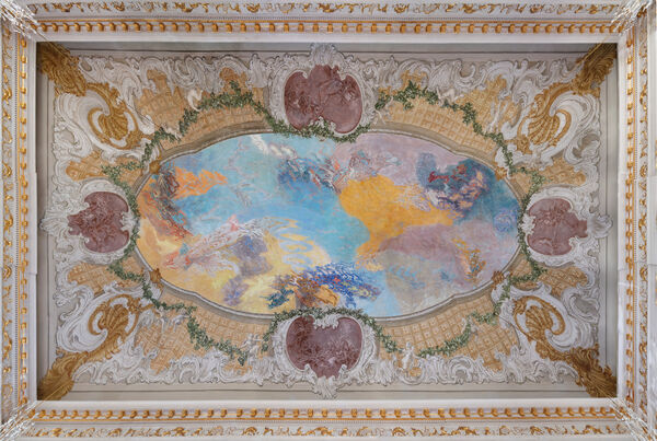 Berlin, Schloss Charlottenburg, Neuer Flügel, Weißer Saal, Deckengemälde von Hann Trier, 1972