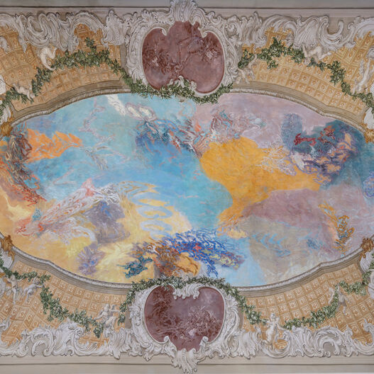 Berlin, Schloss Charlottenburg, Neuer Flügel, Weißer Saal, Deckengemälde von Hann Trier, 1972