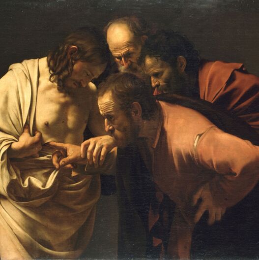Gemälde „Der ungläubige Thomas“ von Michelangelo Merisi da Caravaggio, um 1601