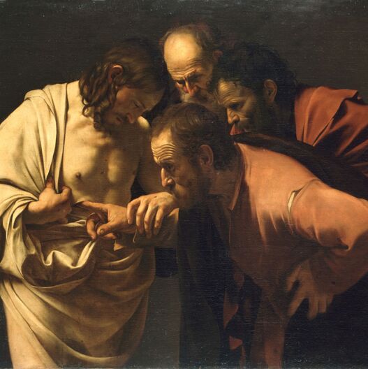 Gemälde „Der ungläubige Thomas“ von Michelangelo Merisi da Caravaggio, um 1601