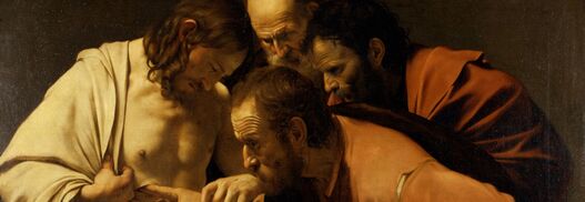 Michelangelo Merisi da Caravaggio: Der ungläubige Thomas, um 1601, GK I 5438 © SPSG / Hans Bach Gemälde „Der ungläubige Thomas“ von Michelangelo Merisi da Caravaggio, um 1601