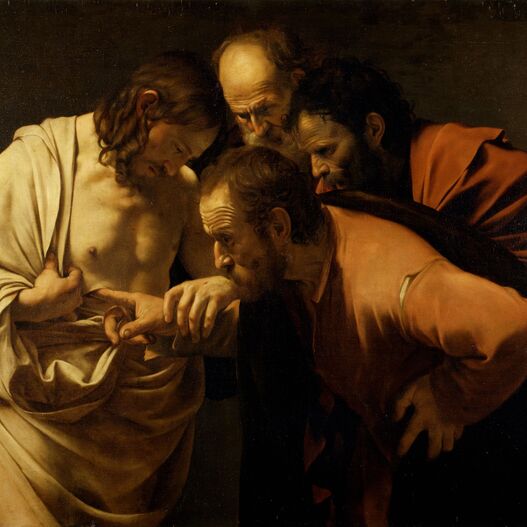 Gemälde „Der ungläubige Thomas“ von Michelangelo Merisi da Caravaggio, um 1601