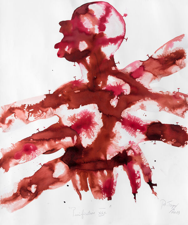 Barthélémy Toguo, Purification XXX, 2013, Aquarelle auf Leinwand, 107 × 90 cm