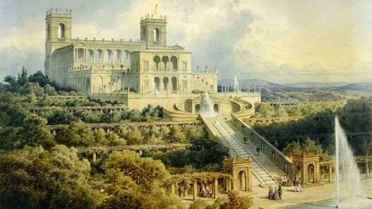 Ferninand von Arnim, Projekt des Belvedere auf dem Pfingstberg, Aquarell, 1856