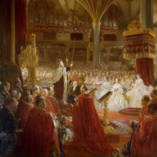 Gemälde „Krönung Wilhelms I. in Königsberg“ von Adolph von Menzel, 1862–1865