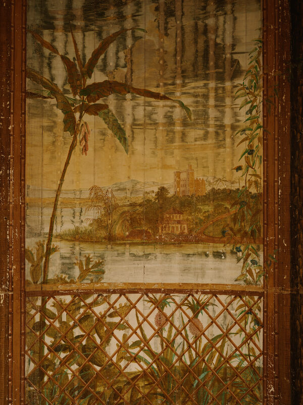 Schloss Pfaueninsel, Otaheitisches Kabinett, Detail der Wandbemalung