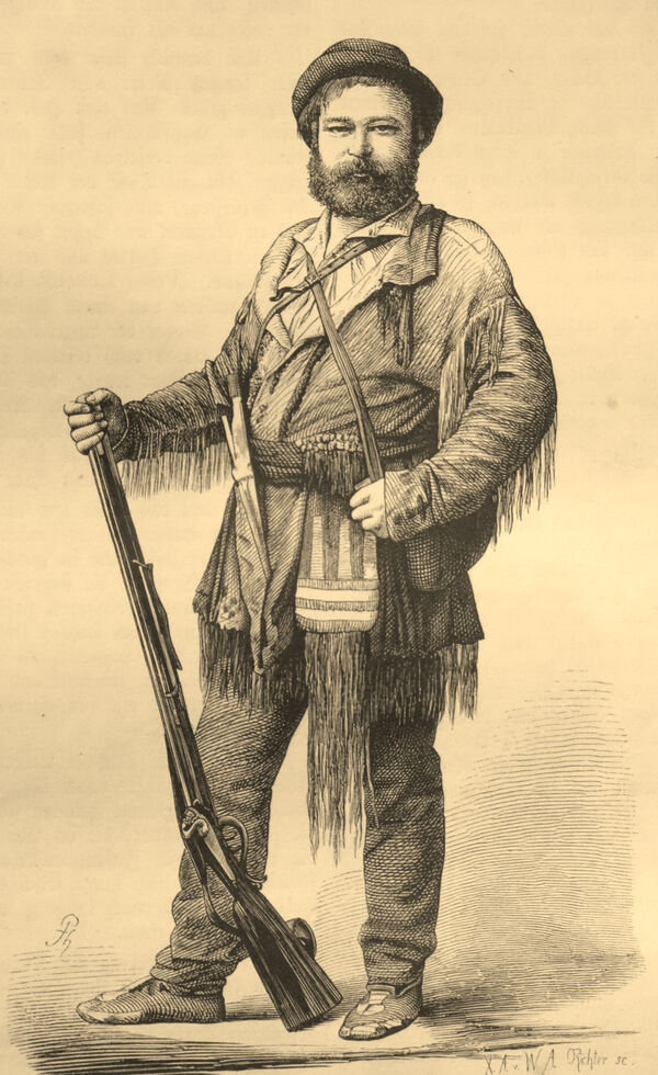 Balduin Möllhausen inszeniert sich als Trapper, aus „Die Gartenlaube“, 1862