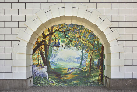 Wandbild am Schloss auf der Pfaueninsel von VIDEO.SCKRE (Julia Heinisch und Frederic Sontag)