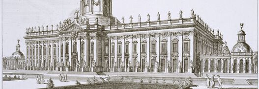 Andreas Ludwig Krüger: Neues Palais, Ansicht der Gartenseite, 1782, Radierung