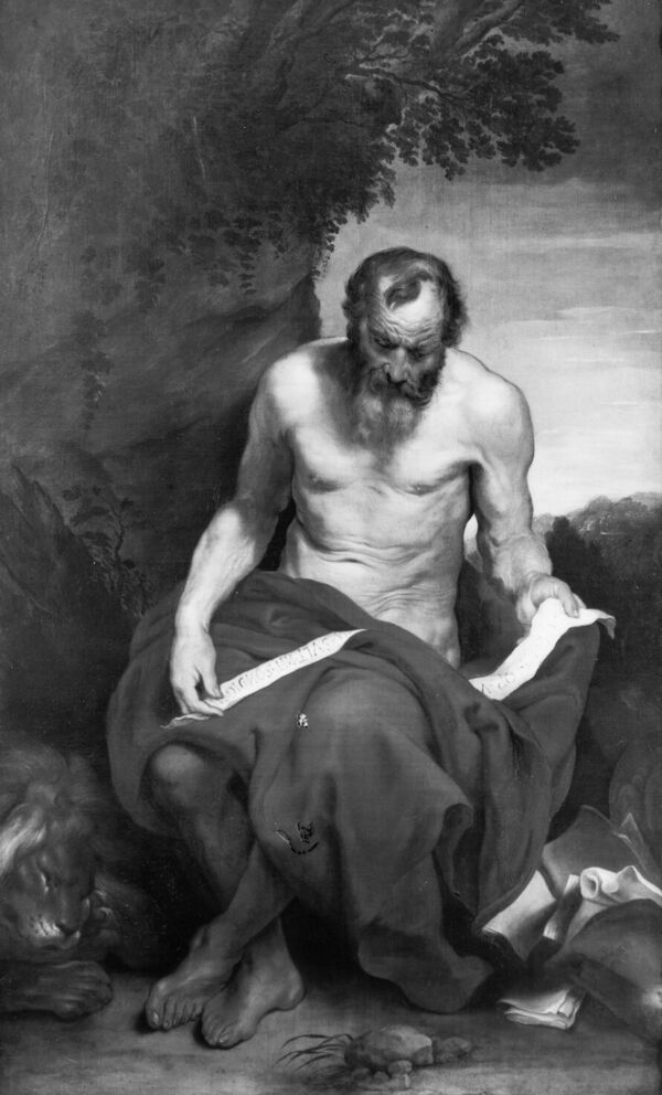 Antonis van Dyck (Werkstatt), Der Heilige Hieronymus, Öl auf Leinwand, 207 x 127 cm, seit 1844 in der Bildergalerie Sanssouci, seit 1945 Kriegsverlust