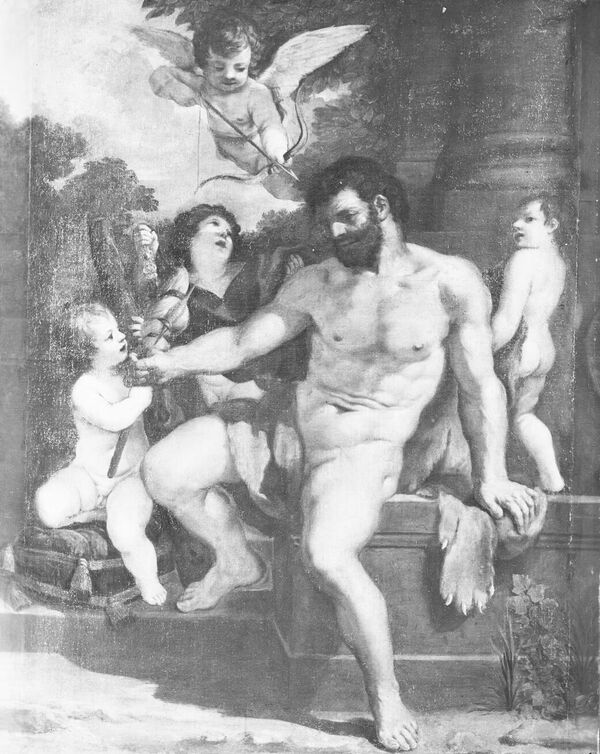 Pietro da Cortona, Herkules am Spinnrocken, um 1625, Öl auf Leinwand, 205 x 163 cm, seit 1770 in der Bildergalerie von Sanssouci, seit 1945 Kriegsverlust